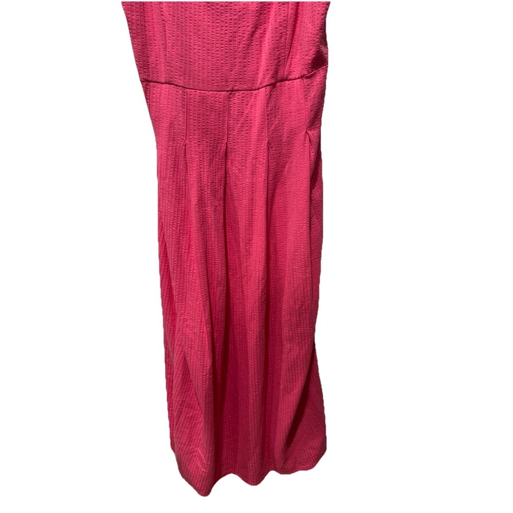 Boden Strappy Seersucker Midi Dress in Festival Pink Size 8R - Picture 7 of 10